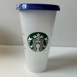 Starbucks Frosted Cup with Dark Blue Lid